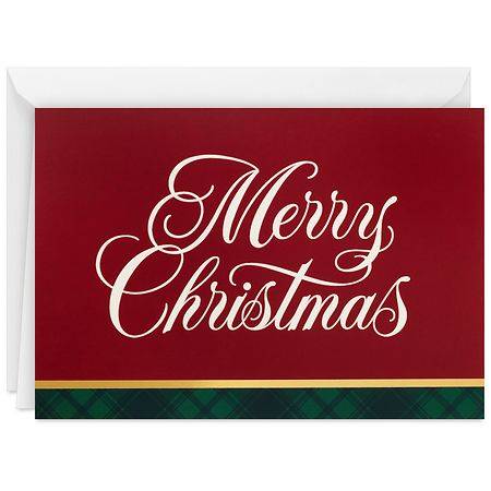 Hallmark Boxed Christmas Cards (Traditional Red and Green Plaid), B15 - 16.0 ea