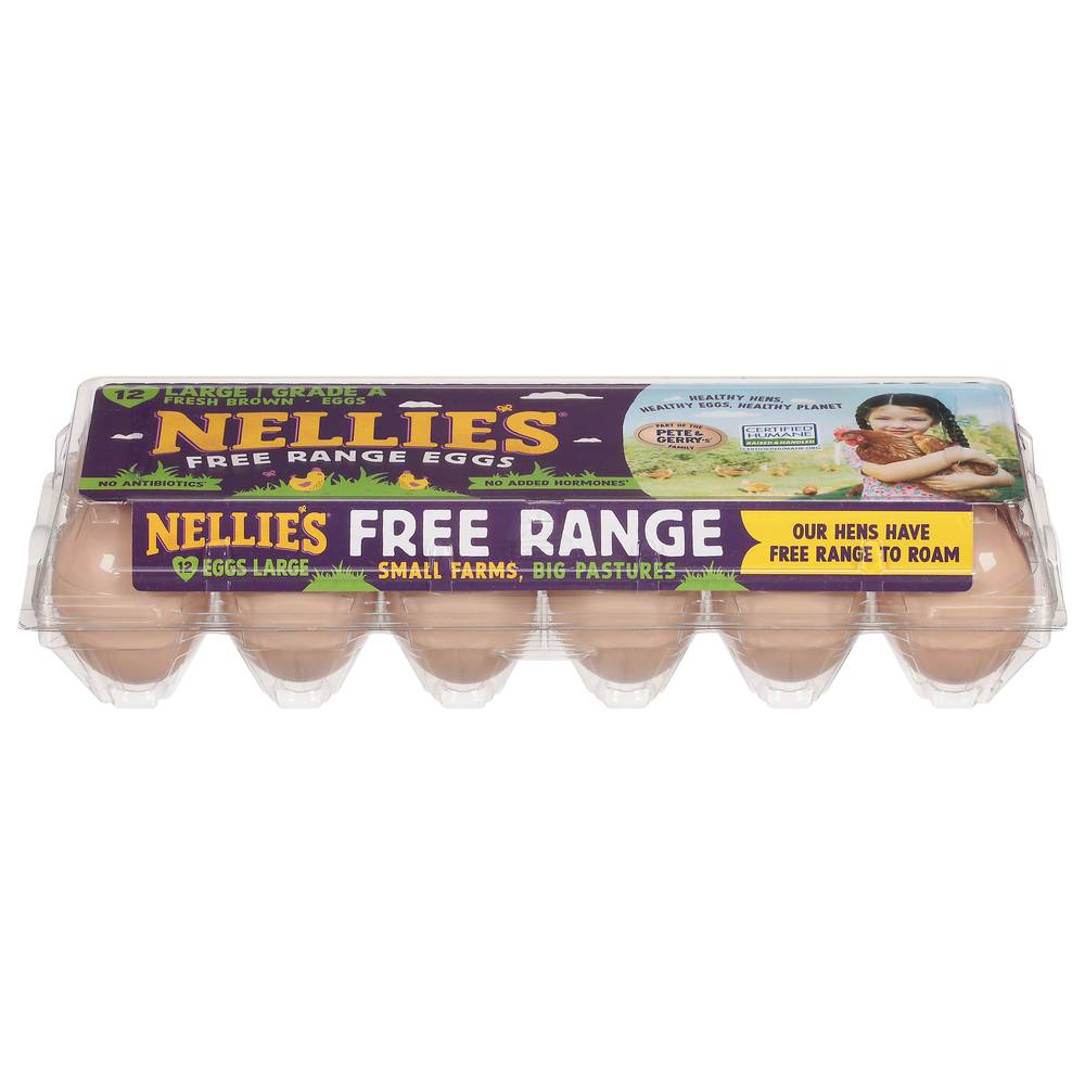 Nellie's Grade a Brown Free Range Eggs, Large (1.5 lbs, 12 ct)