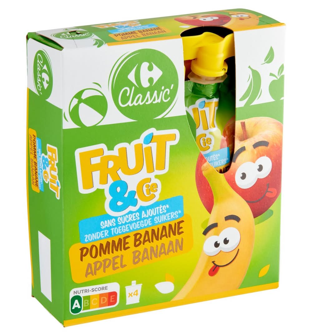 Carrefour Classic'' Fruit & Cie Pomme Banane 4 x 90 g