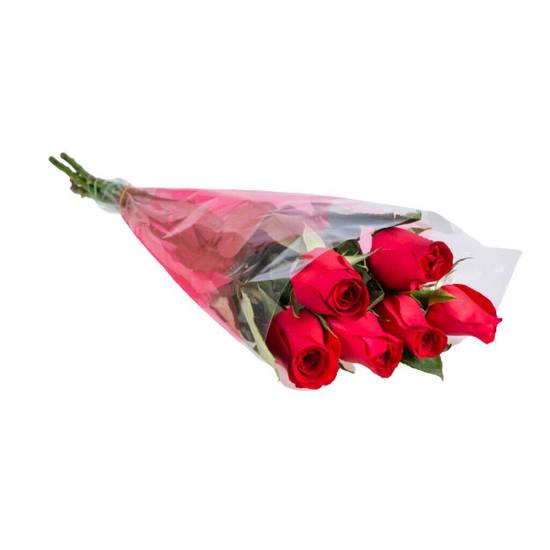 Bouquet rosas (Ramo 6 un/Rojo)