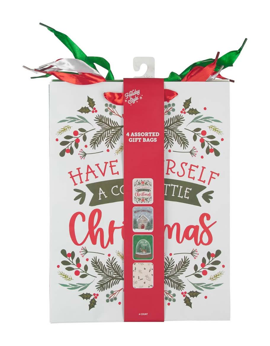 Holiday Style Christmas Gift Bags, L (4 ct)