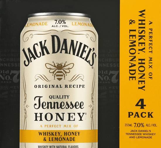 Jack Daniel's Tennesse Honey & Lemonade Whiskey (4 pack, 12 oz)