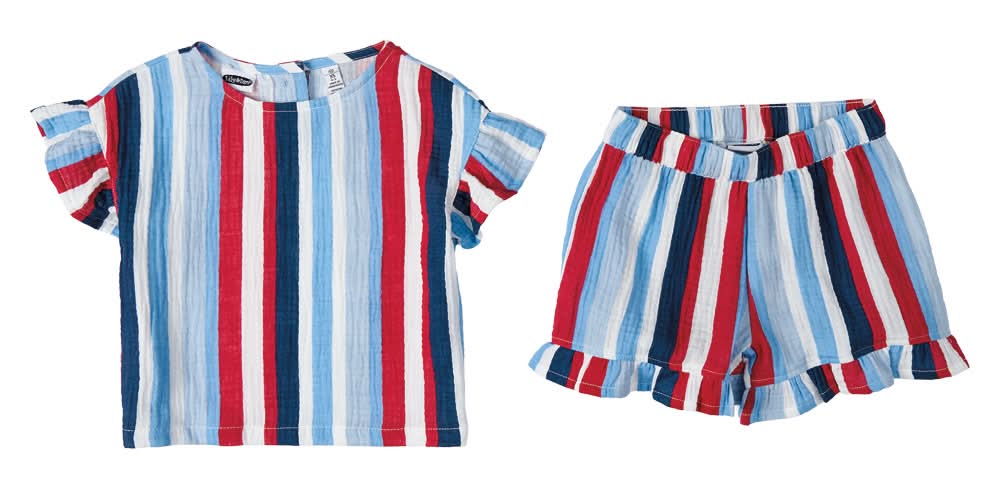 Lily & Dan/ L&D Girls Vertical Stripe Americana Set - 2T