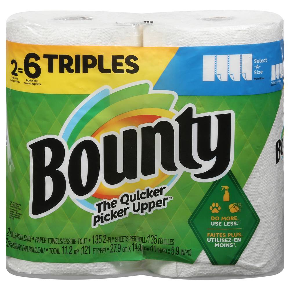 Bounty 2 Ply Triples Paper Towels, White (2 ct)