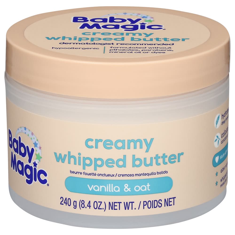 Baby Magic Creamy Whipped Butter Body Lotion, Vanilla & Oat (8.4 oz)