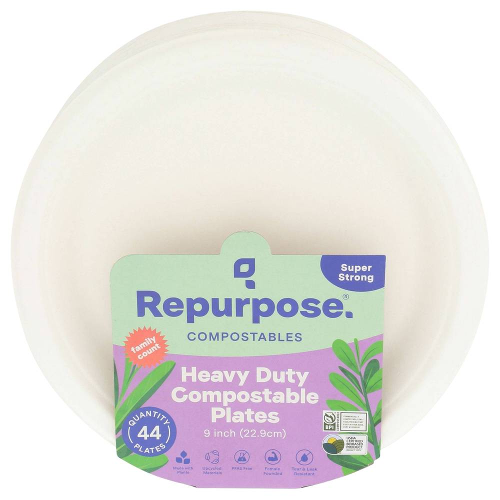 Repurpose 9 Inch Heavy Duty Compostable Plates (44 ct)