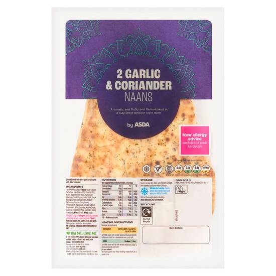 ASDA 2 Garlic & Coriander Naans 2PK