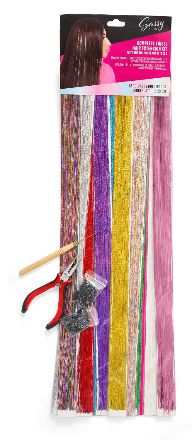 The Sassy Collection Complete Tinsel Hair Extension Kit, 47", Assorted