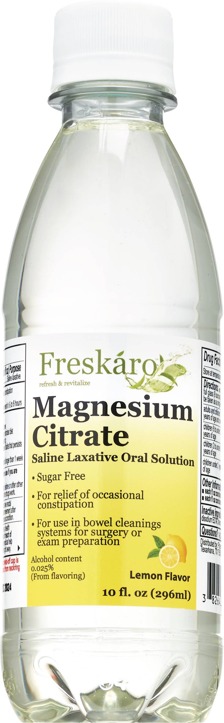 Freskaro Magnesium Citrate Oral Saline Laxative, Lemon, 10 OZ