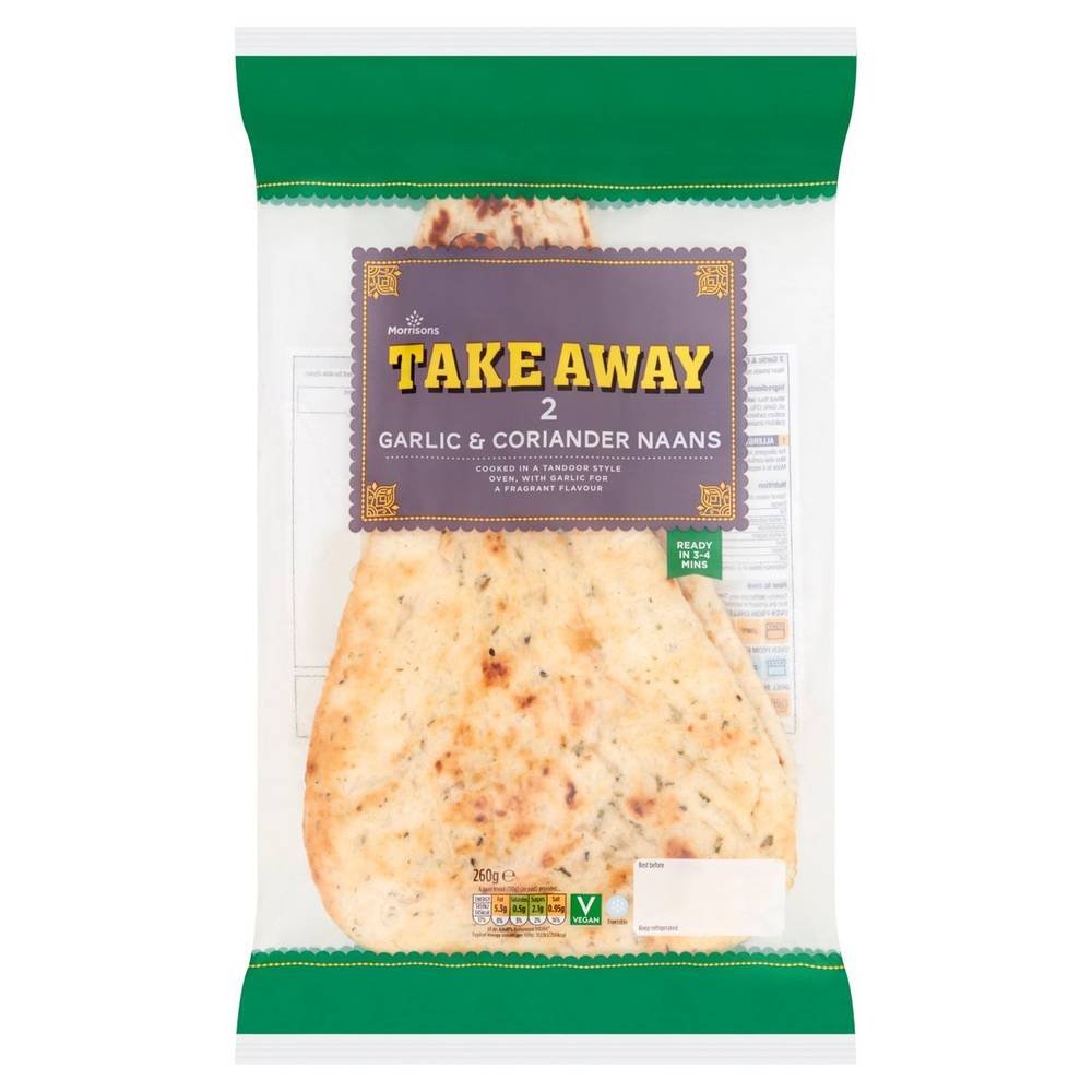 Morrisons Takeaway Garlic & Corainder Naan Bread (2 pack)