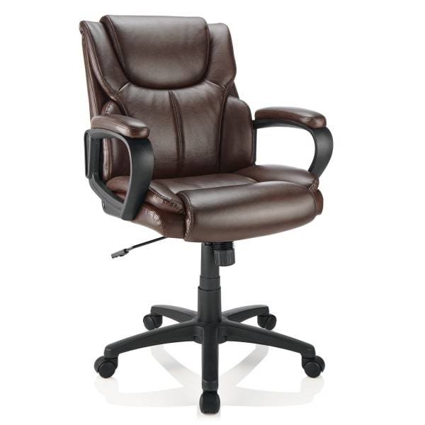 Realspace® Mayhart Vinyl Mid-Back Office Chair, Brown/Black, BIFMA Compliant