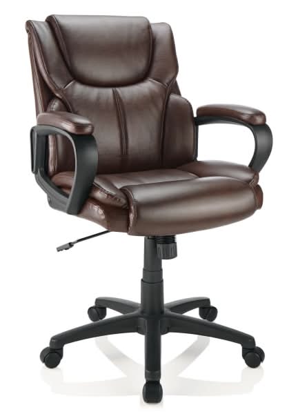 Realspace® Mayhart Vinyl Mid-Back Office Chair, Brown/Black, BIFMA Compliant
