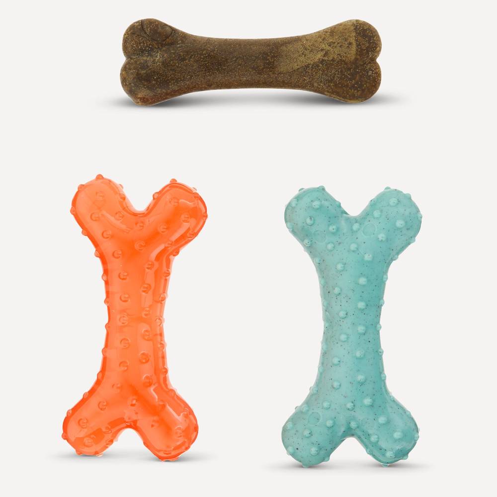 Top Paw Boss Bones Nylon Puppy Chew Dog Toy (small/brown)
