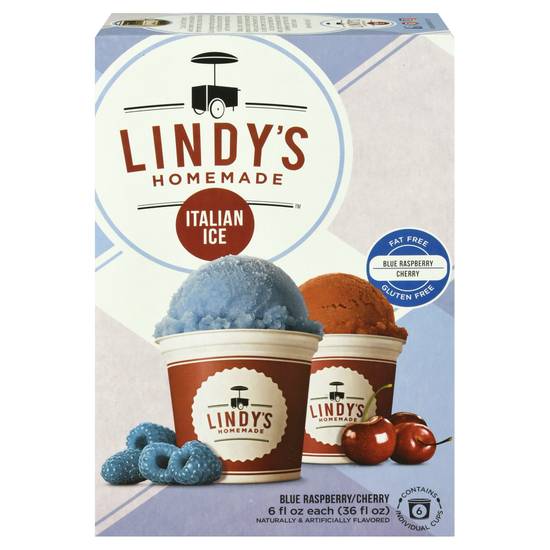 Lindy's Homemade Italian Ice Blue Raspberry/Cherry (6 ct)