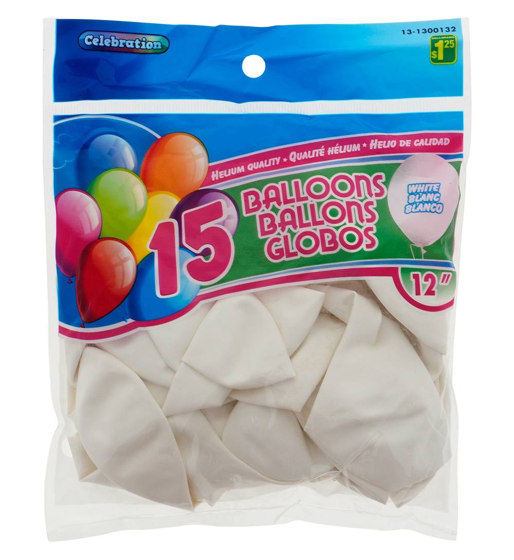 Célébration Blanco Globos Balloons, 12 in, White (10 ct)