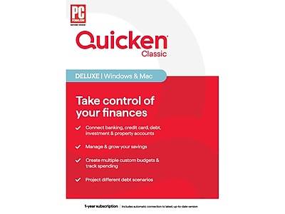 Quicken Classic Deluxe for 1 User, Windows/Mac/Android/iOS, Product Key Card (170453)