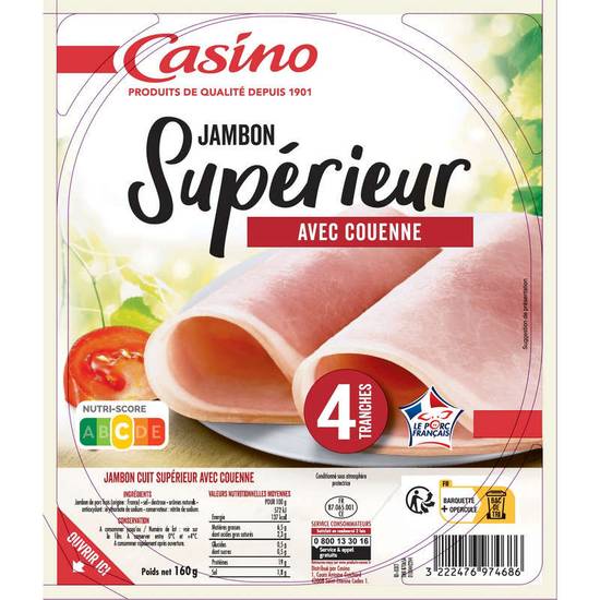 Casino Jambon Supérieur x4 avec couenne 160g