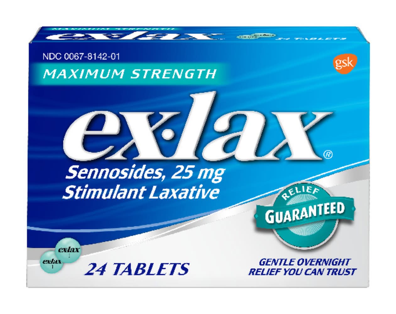 Ex-Lax Maximum Strength 25 mg Stimulant Laxative Tablets (0.88 oz, 24 ct)