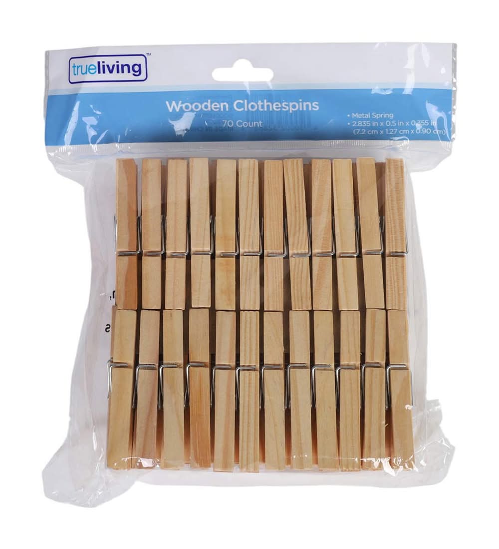 True Living Wooden Clothespins 70 Ct