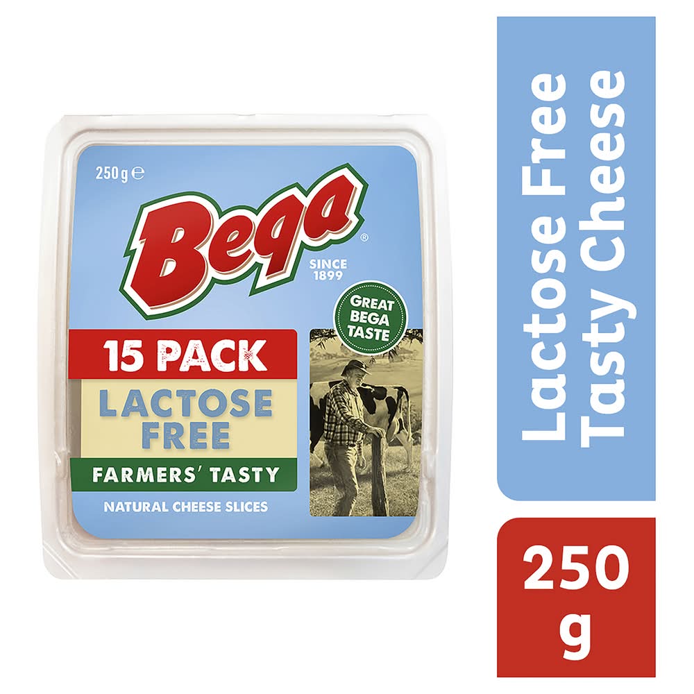 Bega Lactose Free Natural Cheese Slices (250g, 15 pack)