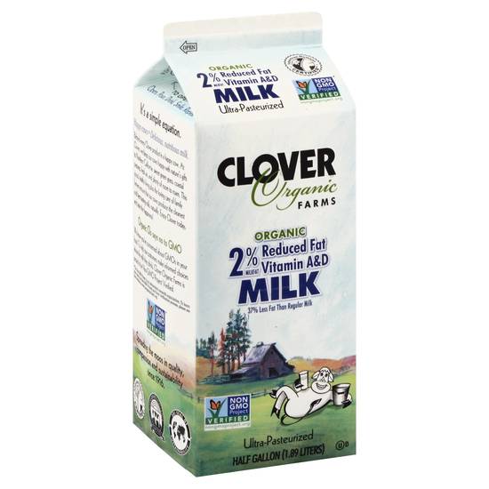 Clover Organic Farms Ultra Pasteurized 2% Reduced Fat Milk (1.89 L)