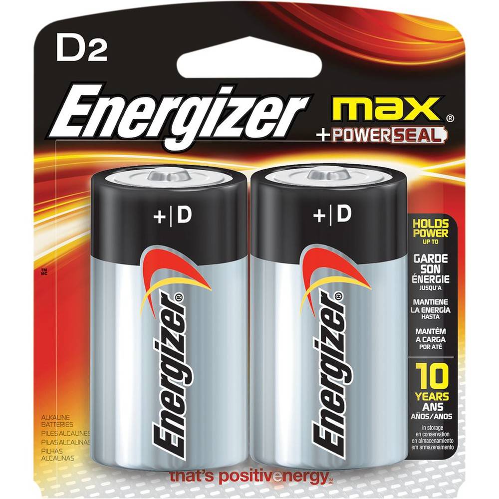 Energizer Max Alkaline D2 Powerseal Batteries (2 ct)