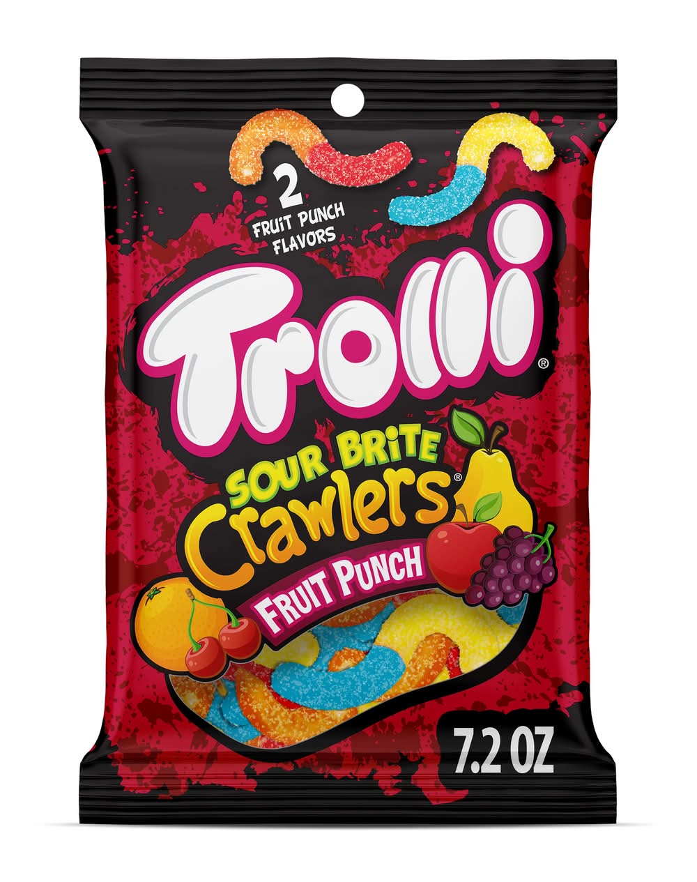 Trolli Sour Brite Crawlers Gummi Candy, Fruit Punch (7.2 oz)