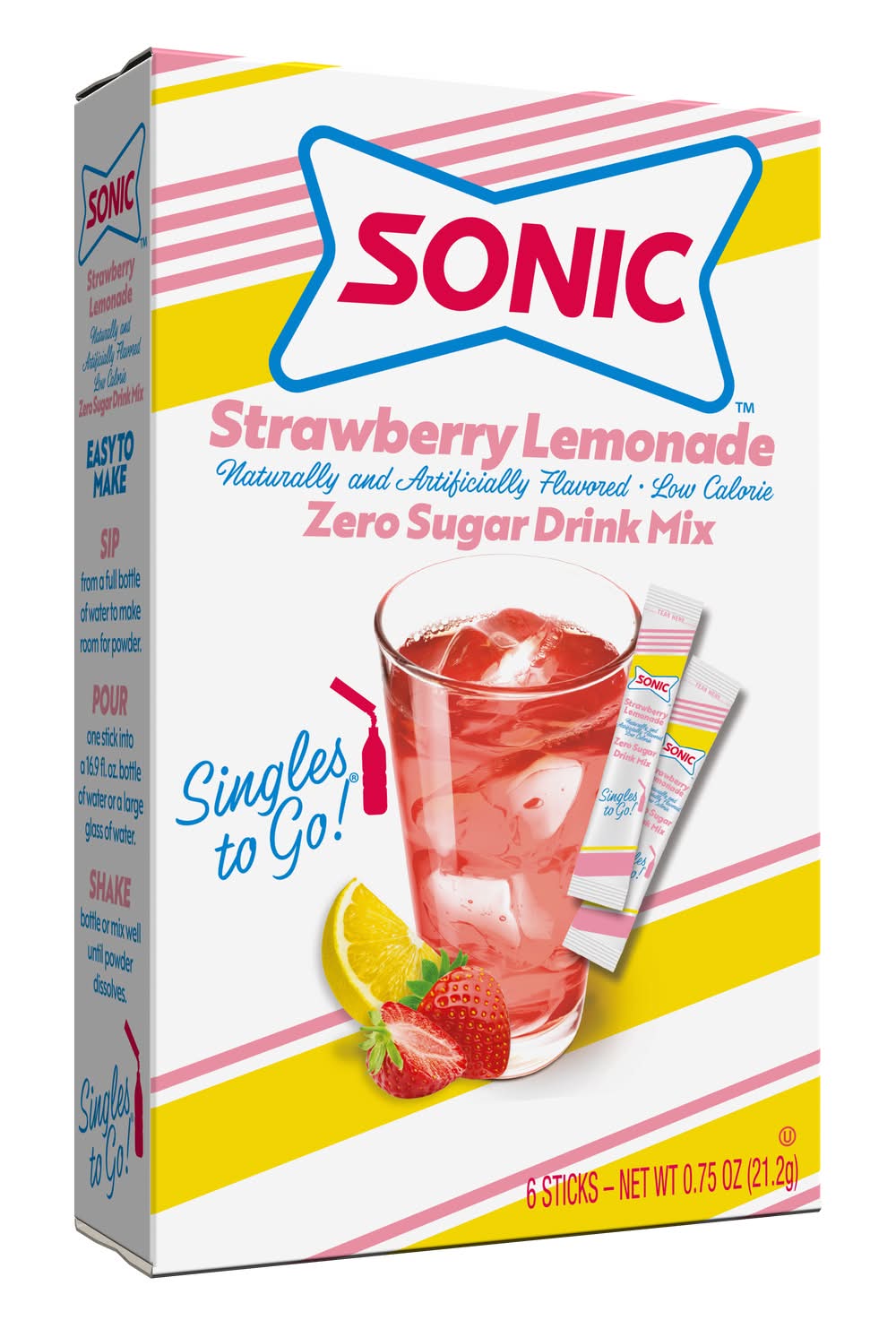 Sonic Zero Sugar Drink Mix, Strawberry Lemonade (0.75 oz, 6 ct)