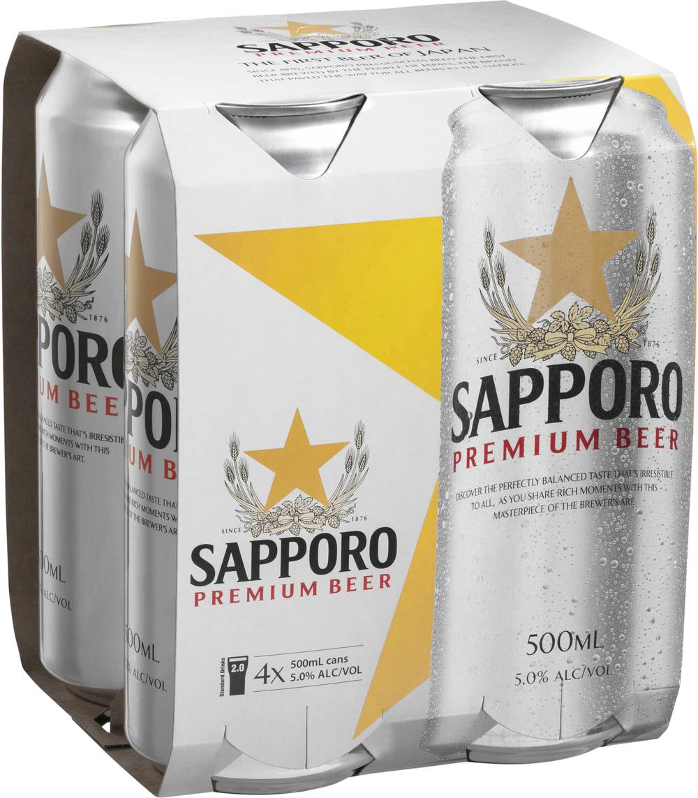 Sapporo Can 500mL X 4 pack