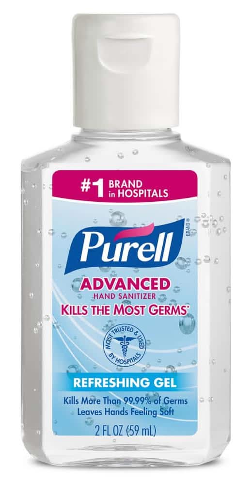 Purell 2 Fl. Oz. Travel Size Flip-Cap Bottle Advanced Hand Sanitizer Refreshing Gel, Clean Scent