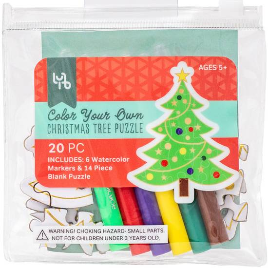 Little Yellow Bicycle Mini Holiday Craft Kit, Color Your Own Ornament Puzzle