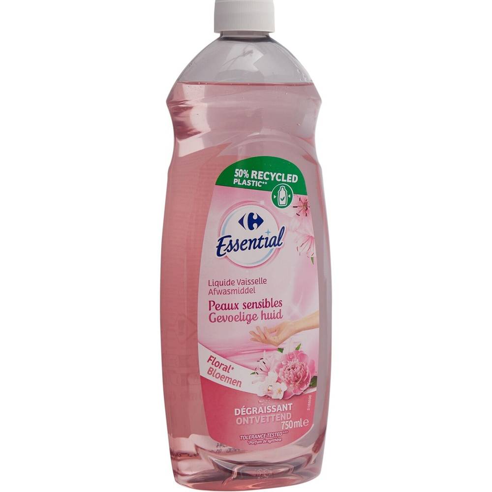 Carrefour Essential - Liquide vaisselle peau sensible floral