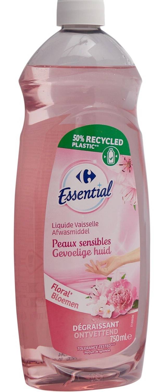 Carrefour Essential - Liquide vaisselle peau sensible floral (750ml)