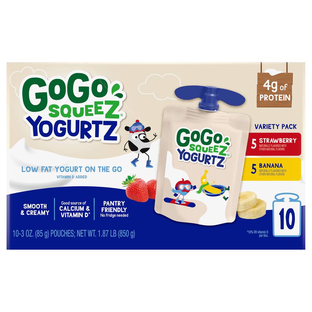 GoGo squeeZ Lowfat Yogurt, Strawberry And Banana (3 oz, 10 ct)