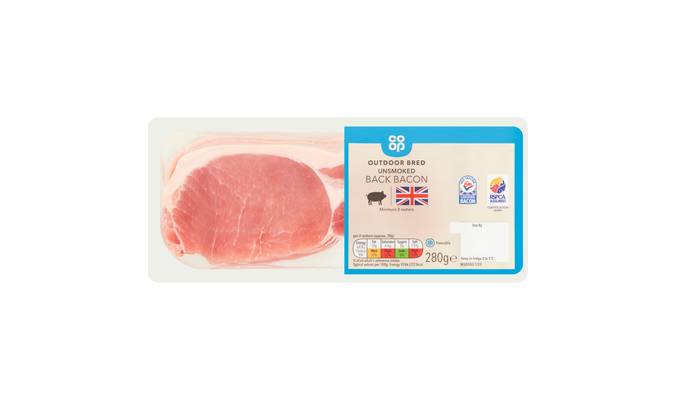 Co-op Outdoor Bred Unsmoked Back Bacon 280g