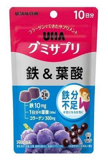 ＵＨＡ味覚糖グミサプリ鉄＆葉酸１０日
