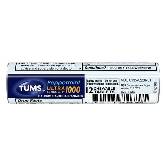 Tums Ultra Strength Peppermint Antacid Tablets (12ct)