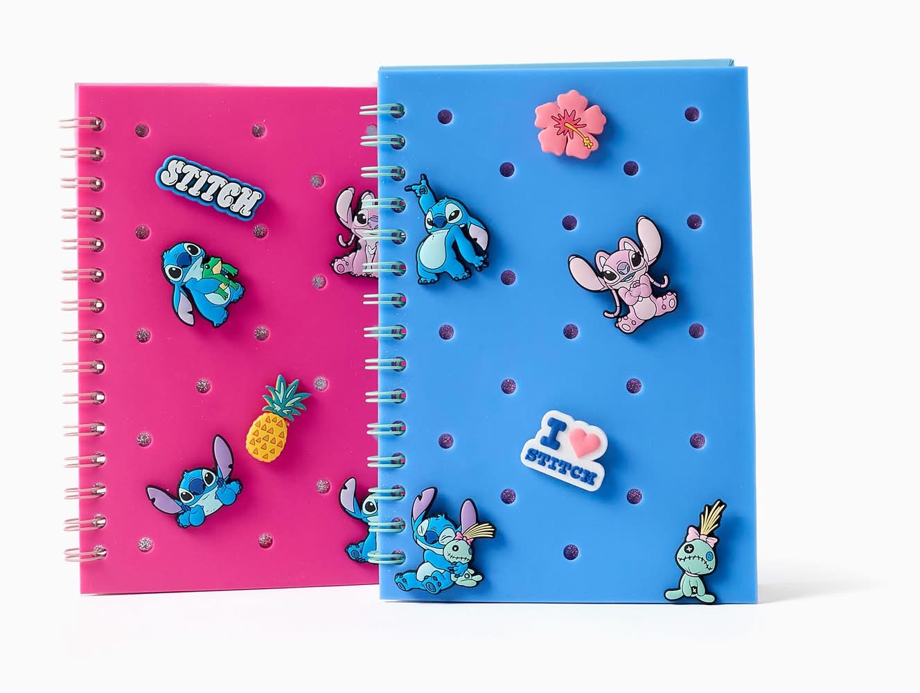 Caderno Espiral Stitch Com Stickers Para Criança, Azul/Rosa (Vários - Único)
