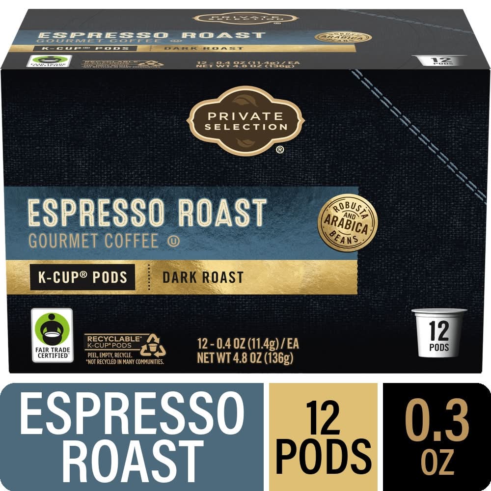Private Selection Espresso Roast Dark K Cup Coffee Pods (12 x 0.4 oz)