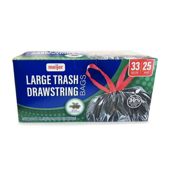 Meijer Large Drawstring Trash Bags, Black 33 Gal, 25 Ct