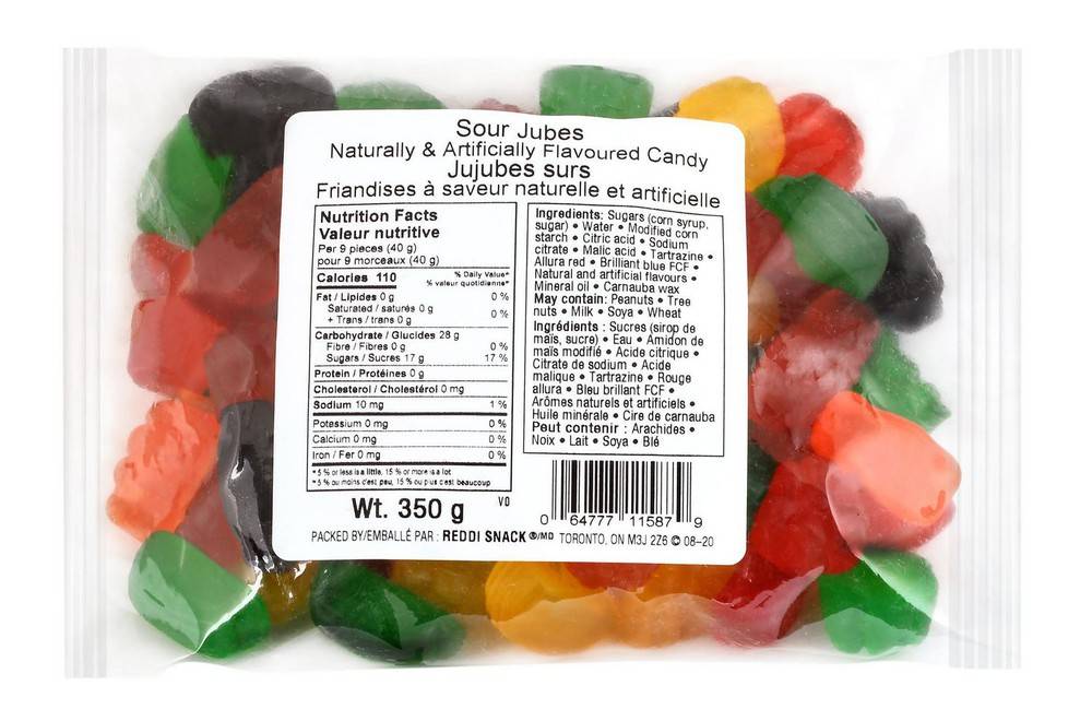 Reddi snack reddi snack acide jujube (500 g) - sour jubes (350 g)