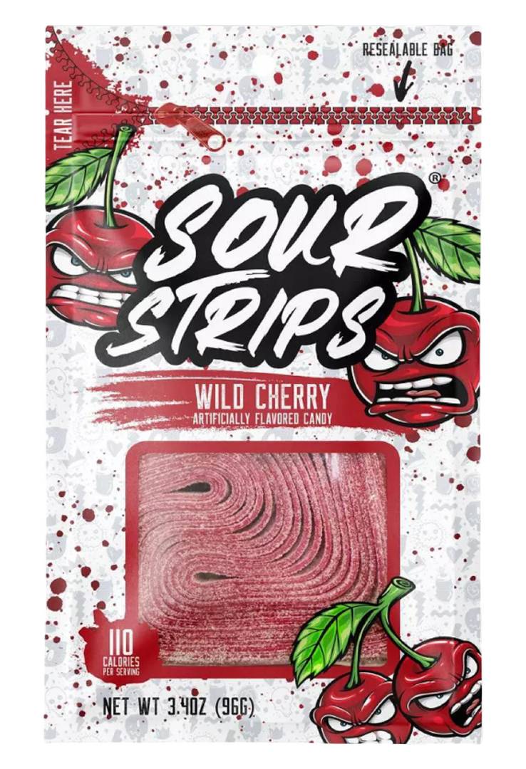 Sour Strips Candy, Wild Cherry (3.9 oz)