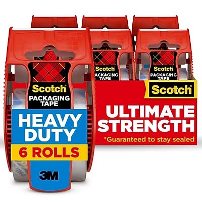 Scotch Heavy Duty Shipping Packing Tape with Dispenser, 1.88 x 22 yds., Clear, 6/Pack (142-6)