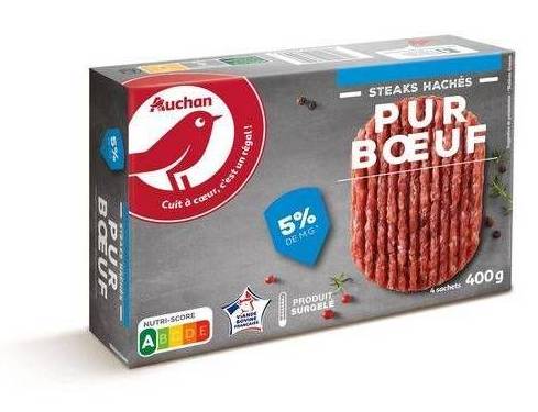 Steak haché  pur bœuf - auchan - 400g