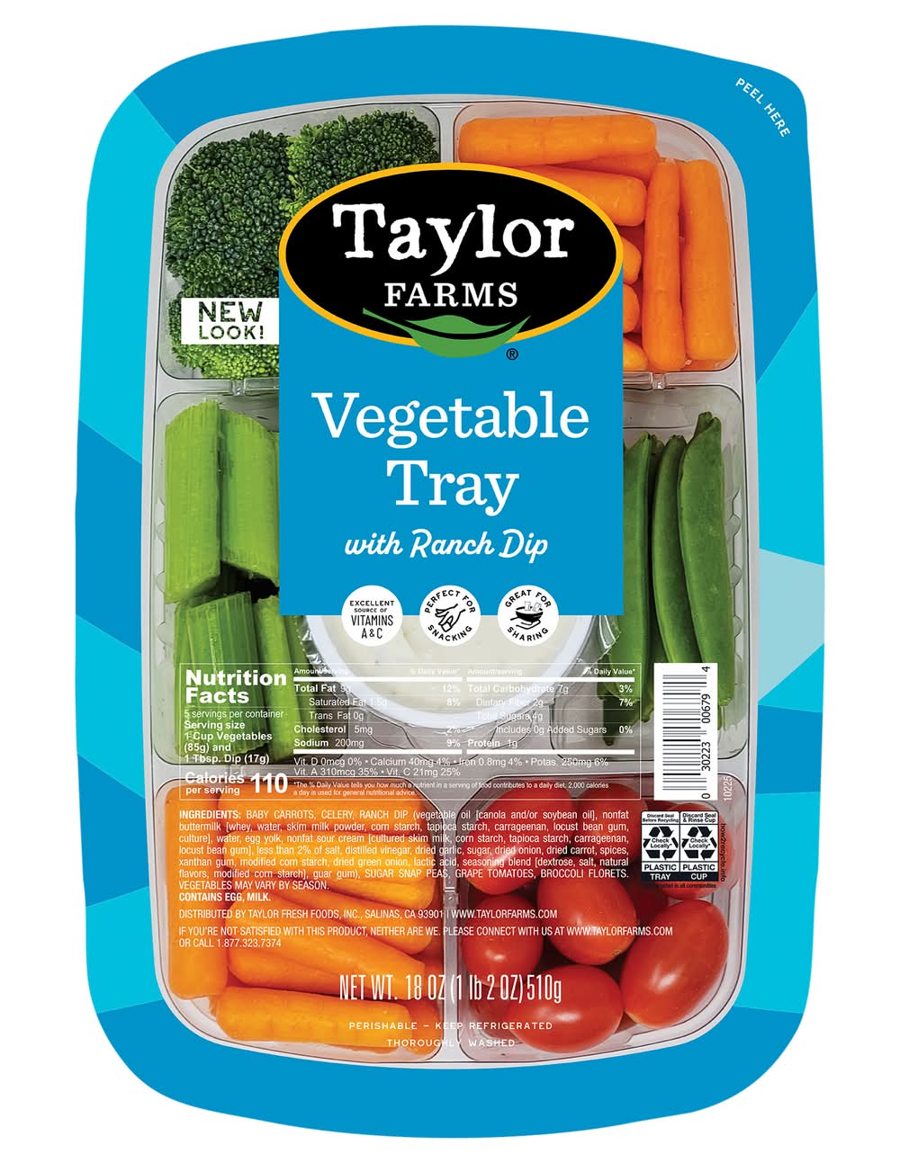 Taylor Farms Vegetable Tray With Ranch Dip (18 oz)