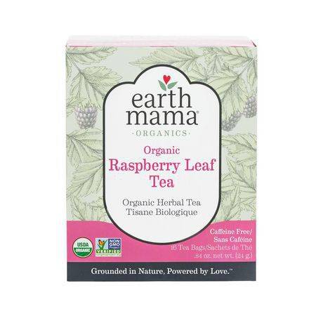 Earth mama organics tisane aux feuilles de framboisier biologique (24g) - organic raspberry leaf tea (16 units)