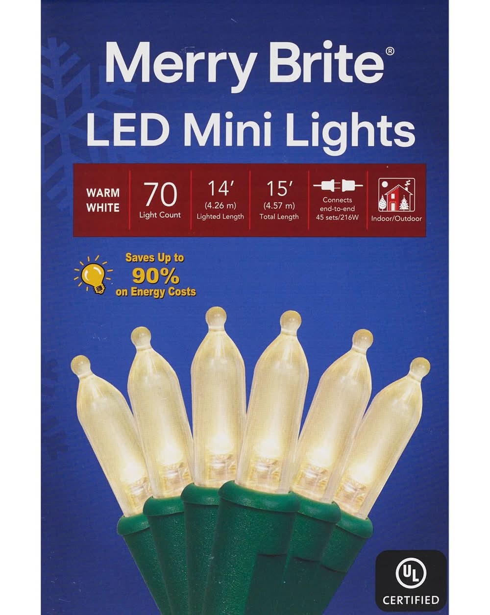 Merry Brite Led Mini Lights, 15 ft, Assorted (70 ct)