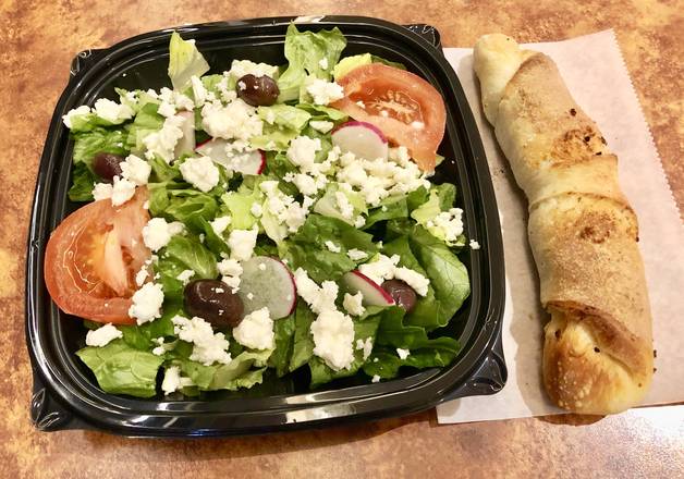 Greek Salad (Large). w/ Garlic Roll