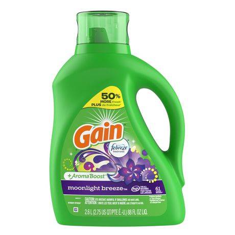 Gain Aroma Boost Liquid Laundry Detergent, Moonlight Breeze (2.6 L)