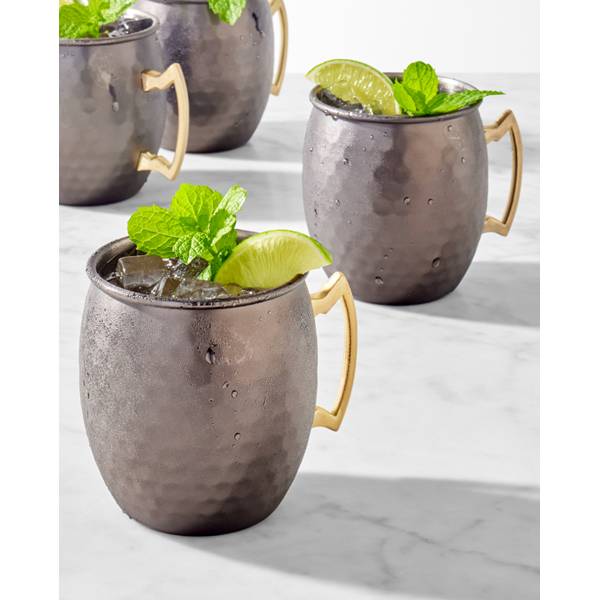 Silver One Hammered Copper Finish Moscow Mule Kit 4 Pack